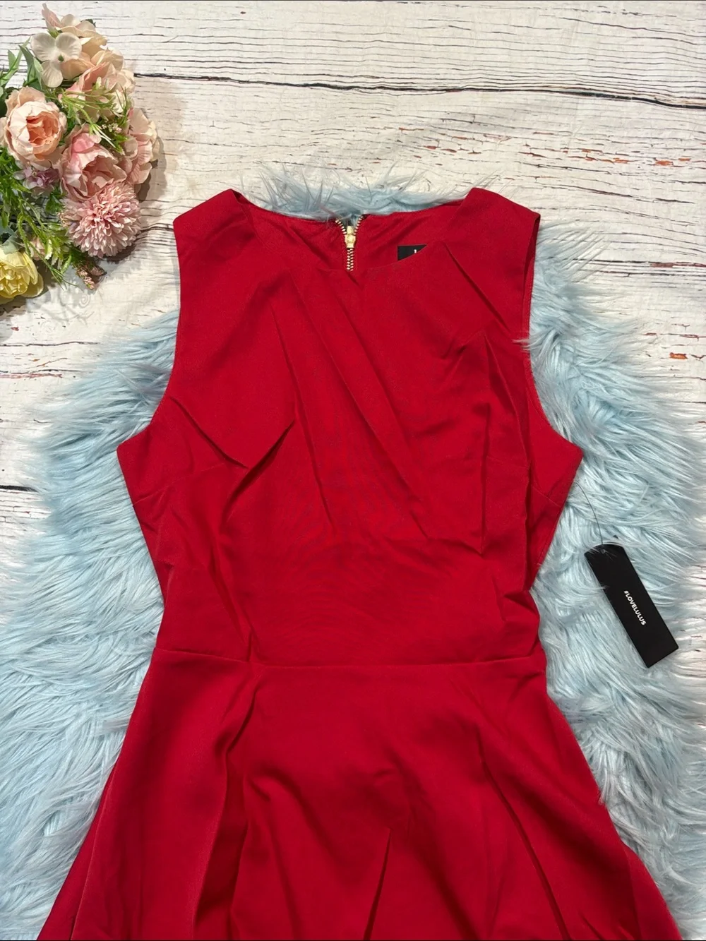 NWT Lulus Just Us Red Open Back Mini Skater Dress - Picture 7 of 9